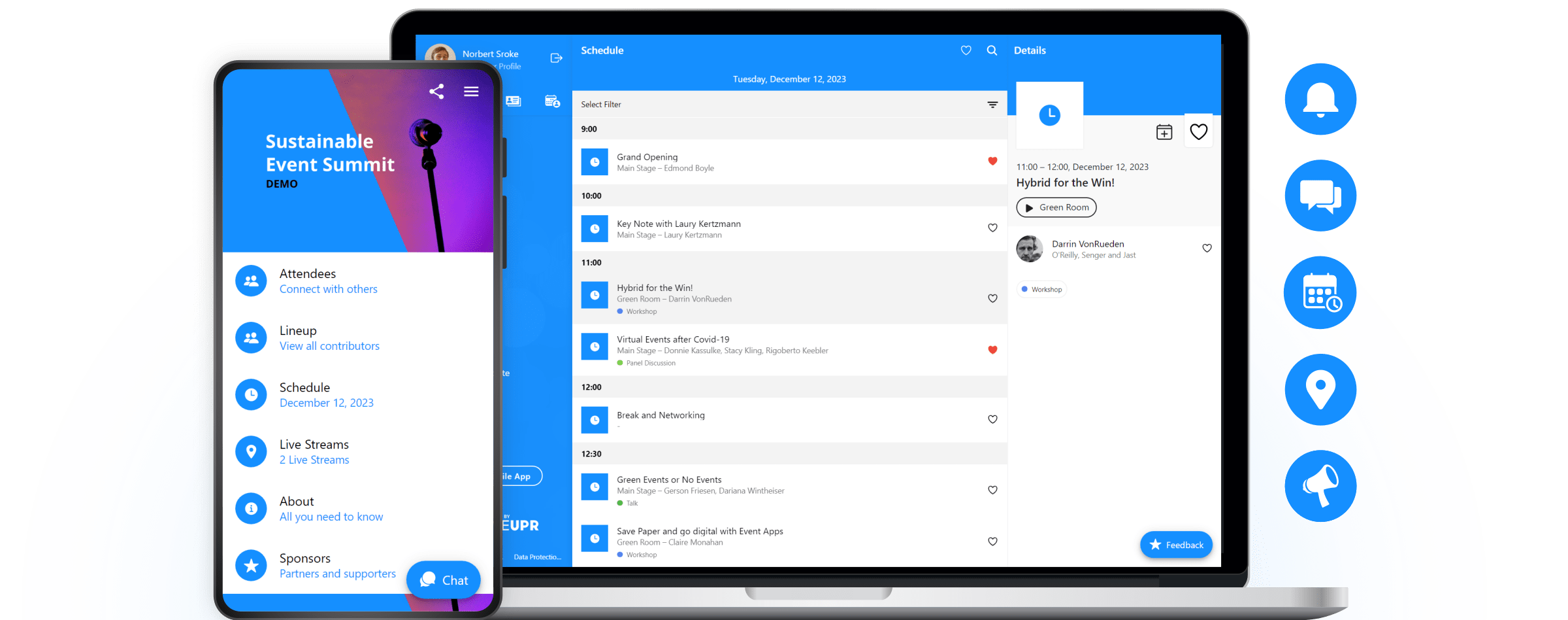 View and try our demo app Hybrid event app